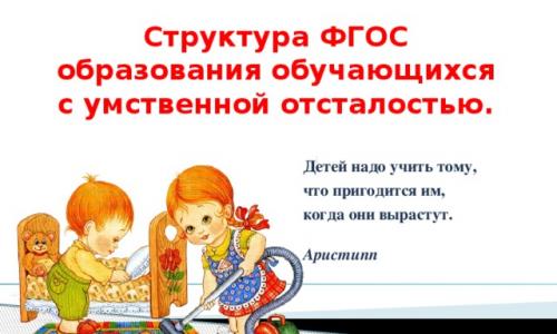 Education standard for students with mental retardation (intellectual impairment) Federal State Educational Standard for children with mental retardation